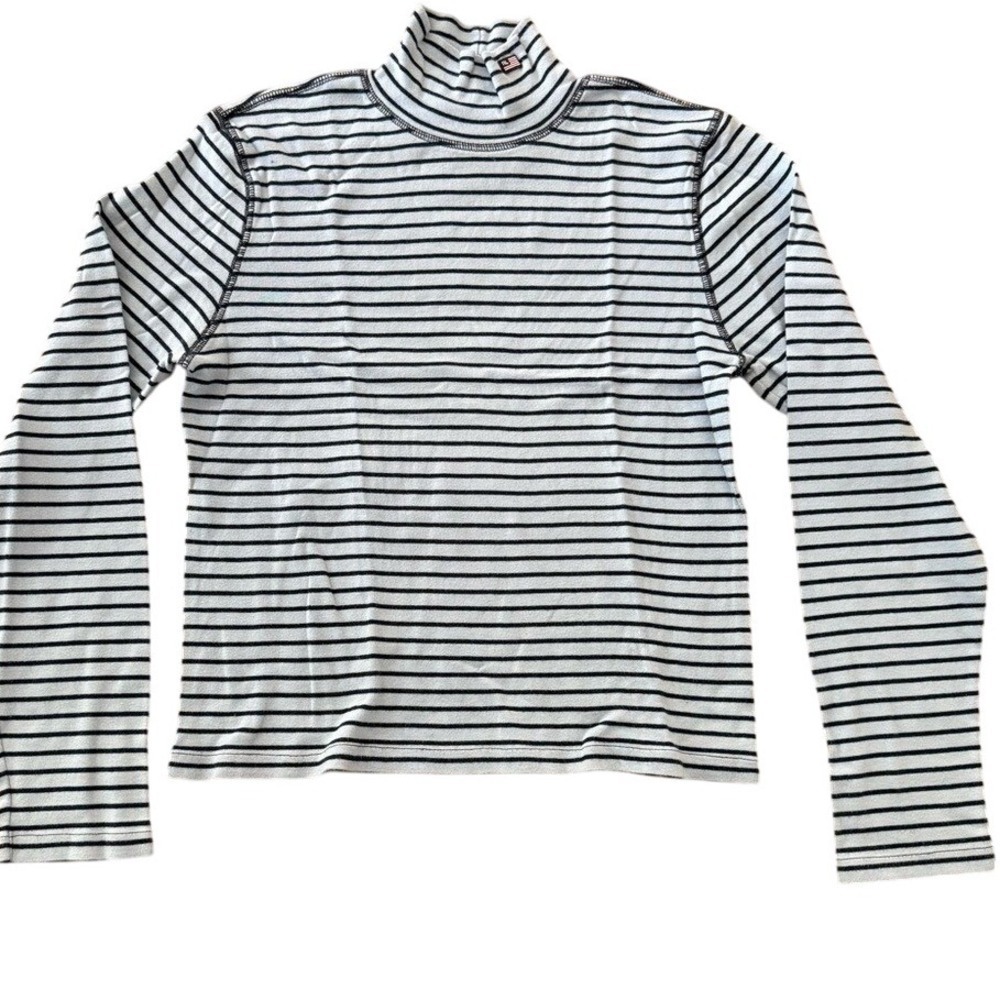 Ralph Lauren Polo Jeans Co Blue/Navy Striped Cotton Turtleneck Women's Large EUC